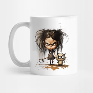 Angry Girl with Angry Cat Mug